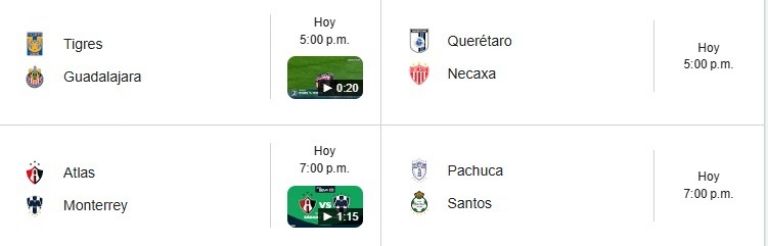 tigres vs chivas atlas vs monterrey a que hora donde ver en vivo partidos liga mx hoy clausura 2026