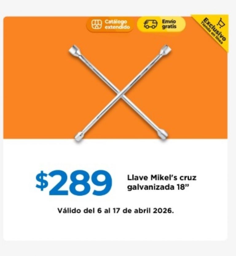 Llave Mikel's Cruz Galvanizada en oferta en Chedraui