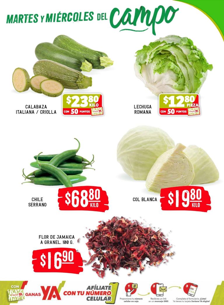 Verduras frescas en promoción Soriana