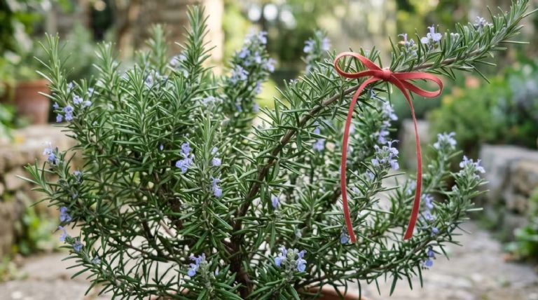 Ubicación estratégica del romero con lazo carmesí en Feng Shui