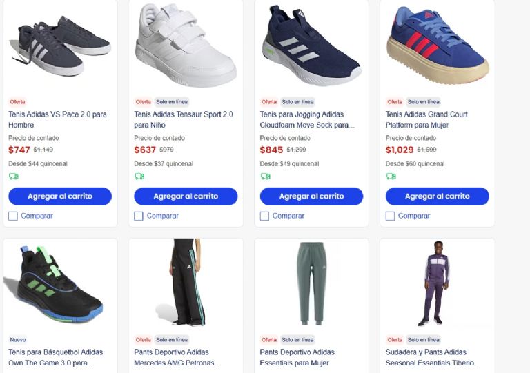 Variedad de calzado y ropa Adidas en oferta en Coppel.