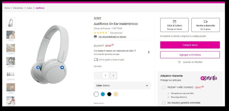 Detalle de conexión Bluetooth en auriculares Sony