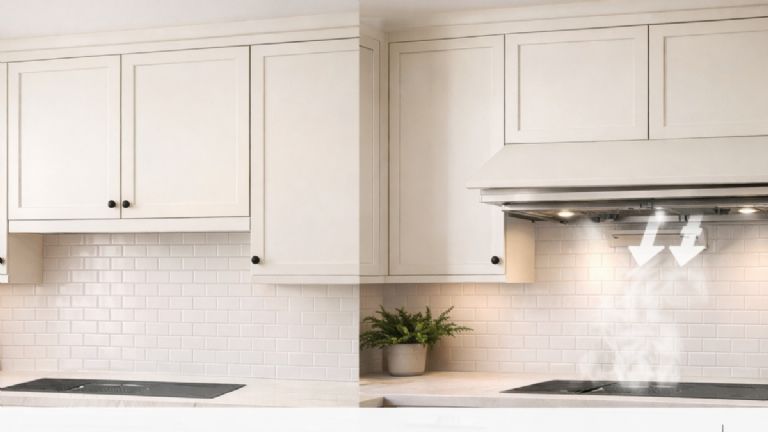 Campana extractora retráctil oculta en armario superior