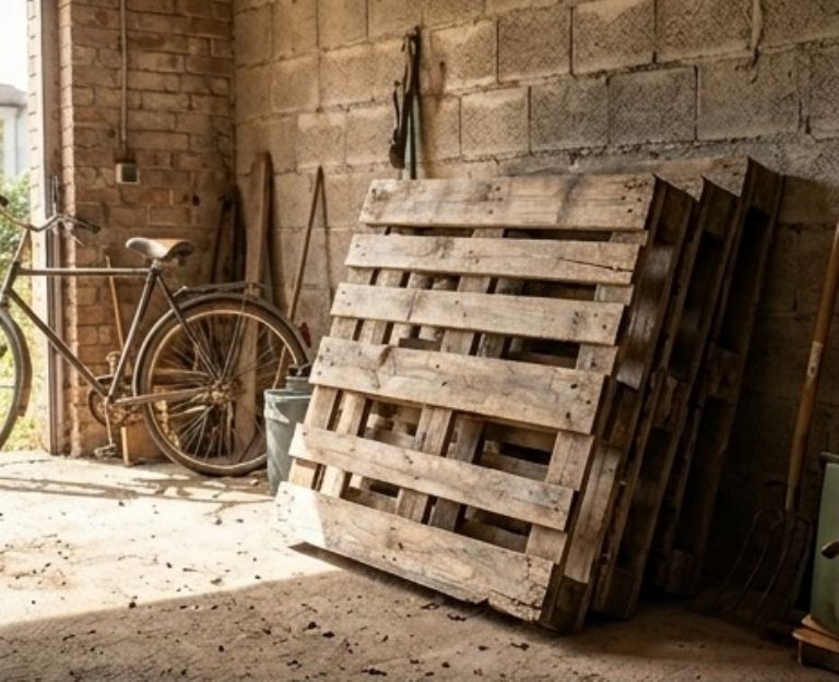 Detalle de madera de palet lijada y lista para transformar