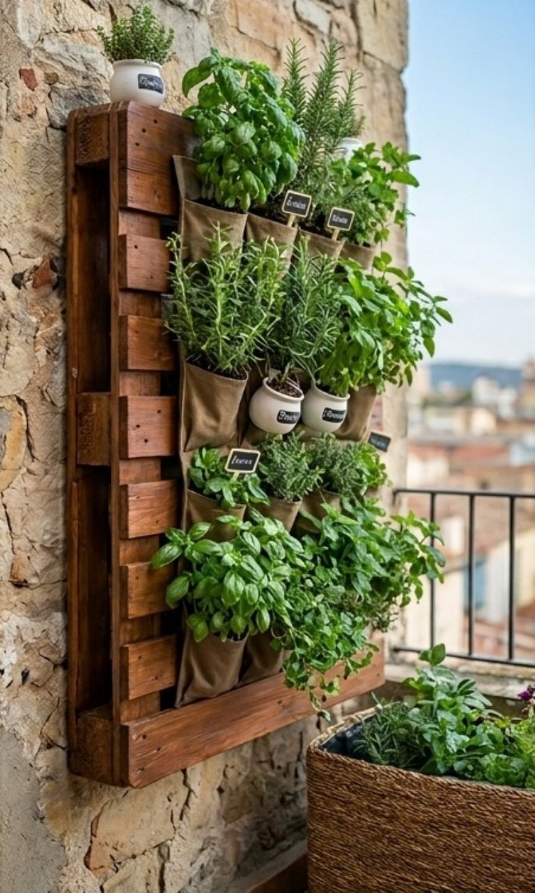 Jardín vertical creado con un palet reciclado