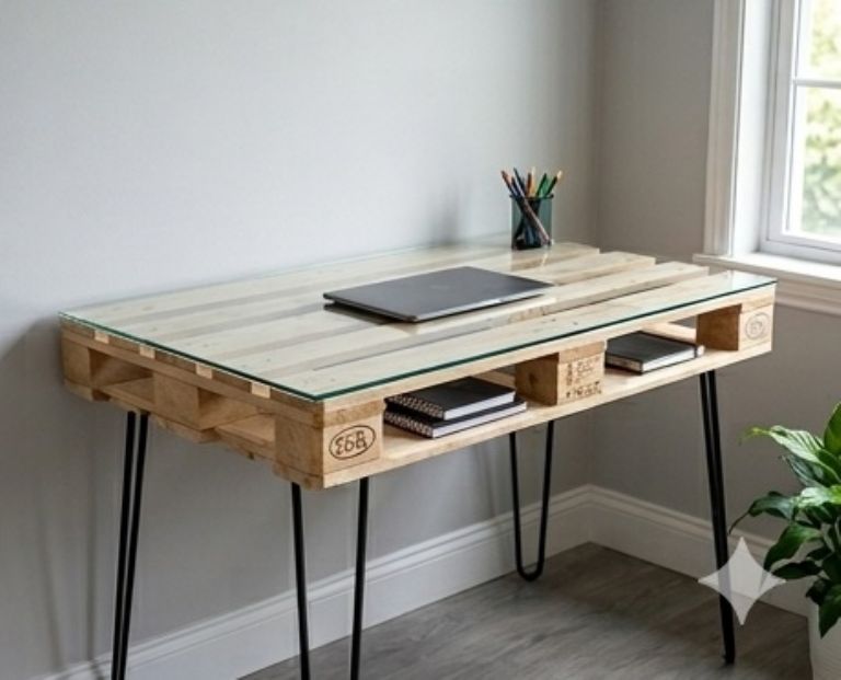 Escritorio DIY de estilo industrial hecho con palet