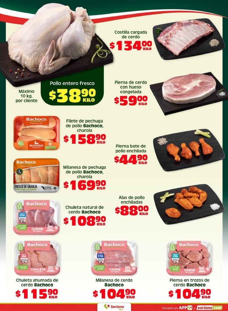 Imagen de cortes de carne fresca en oferta en Soriana