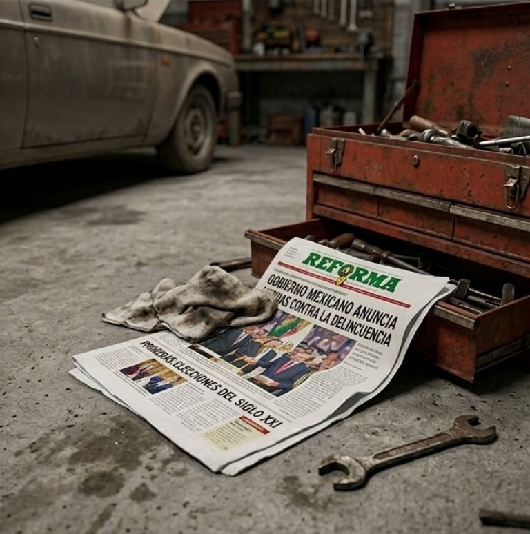 Reloj de pared con periódico