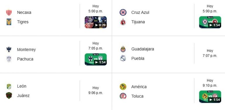 PARTIDOS LIGA MX HOY SABADO CHIVAS CRUZ AZUL AMERICA TOLUCA EN VIVO DONDE VER A QUE HORA LIGA MX JORNADA 15
