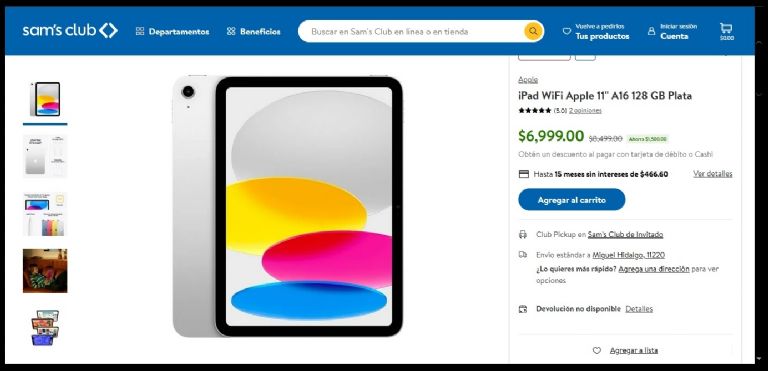 Oferta especial de iPad en Sam's Club