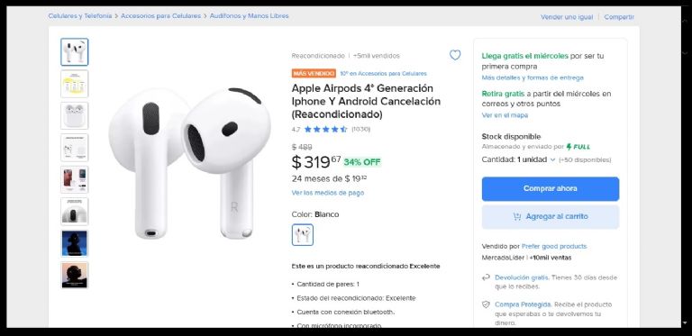 Estuche de carga de los AirPods 4ta Generación