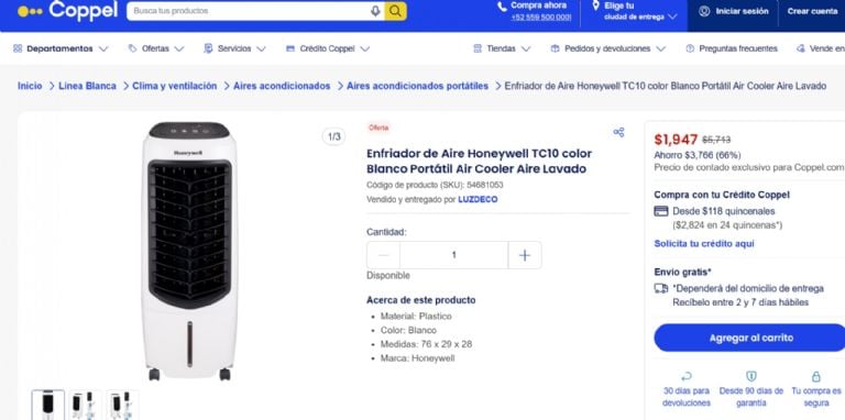 Enfriador de Aire Honeywell TC10 en uso