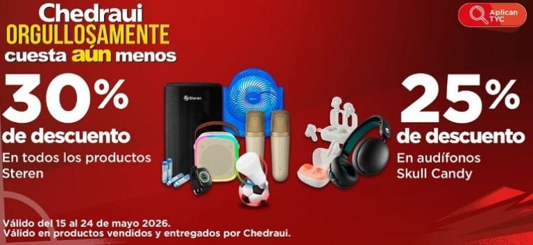 Descuentos en productos Steren y audífonos Skull Candy Chedraui