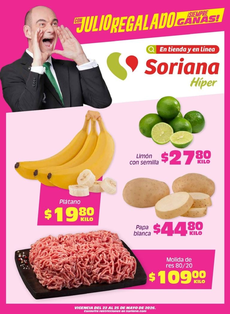 Promoción de plátano en Soriana
