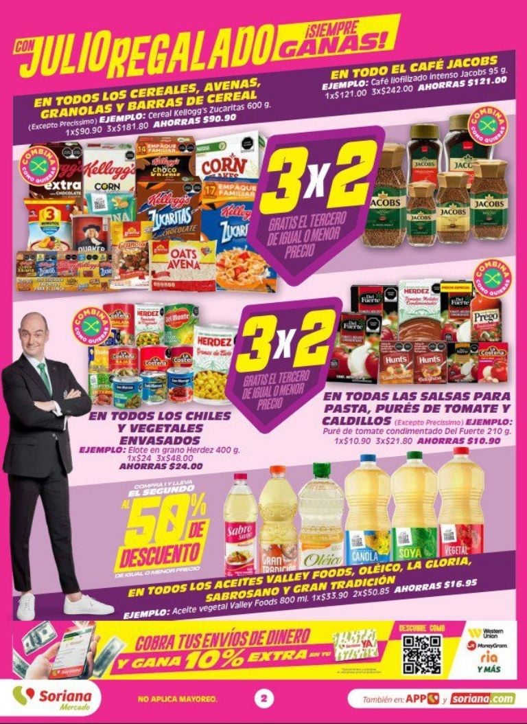 Oferta 3x2 en Limpieza y Galletas Soriana