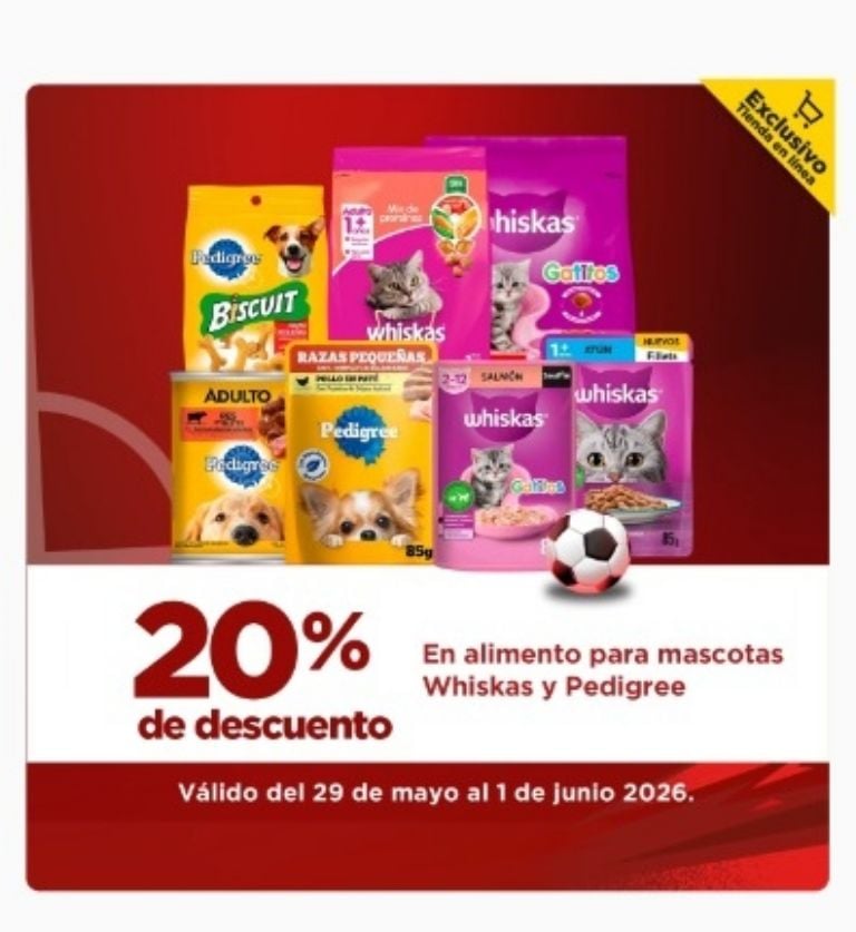 Alimentos para mascotas Whiskas y Pedigree en oferta Chedraui