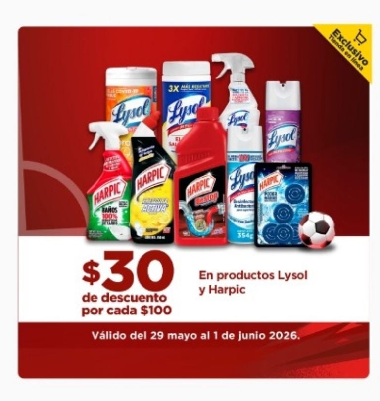 Productos de limpieza Harpic y Lysol en oferta Chedraui