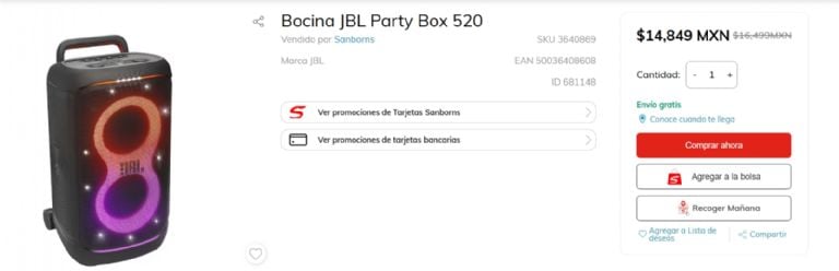 Detalle del altavoz JBL PartyBox 520
