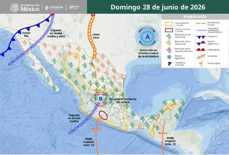 Mapa de lluvias 28 de junio