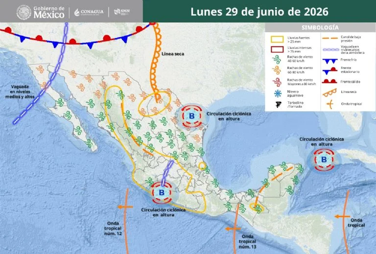 Pronóstico de precipitaciones 29 de junio