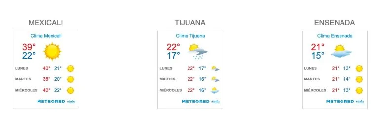 Temperaturas en Mexicali y Baja California
