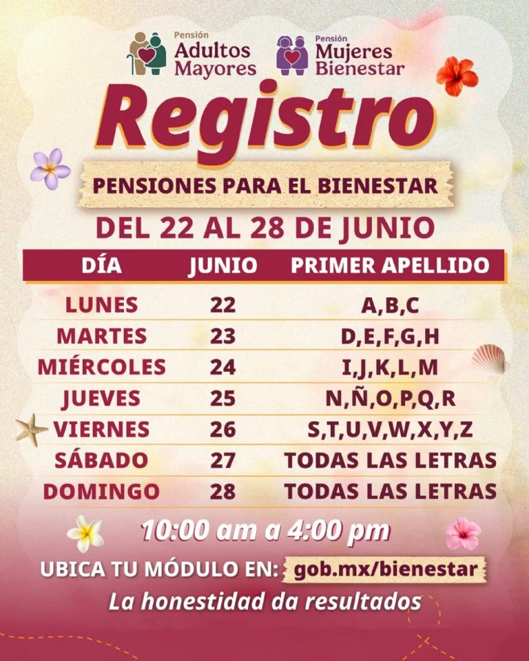 Último día: Regístrate hoy a las Pensiones Bienestar.