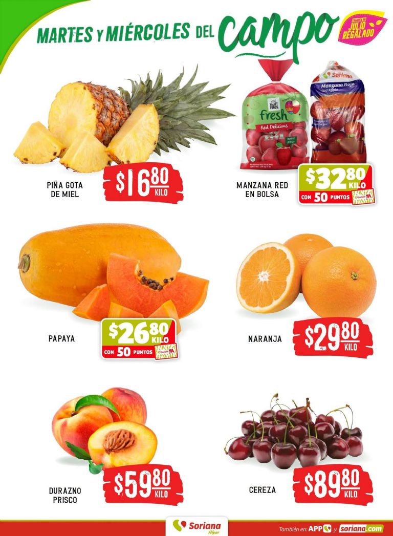 Lista de precios de frutas y verduras Soriana