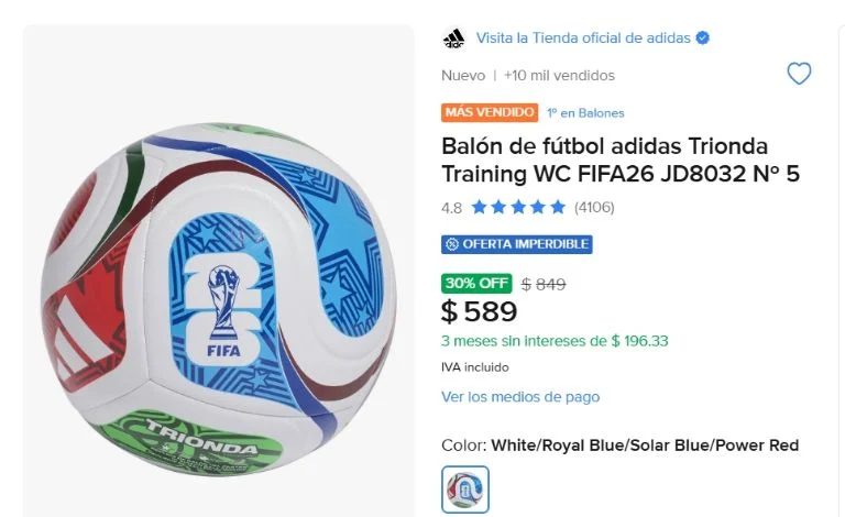 Balón de fútbol adidas en oferta